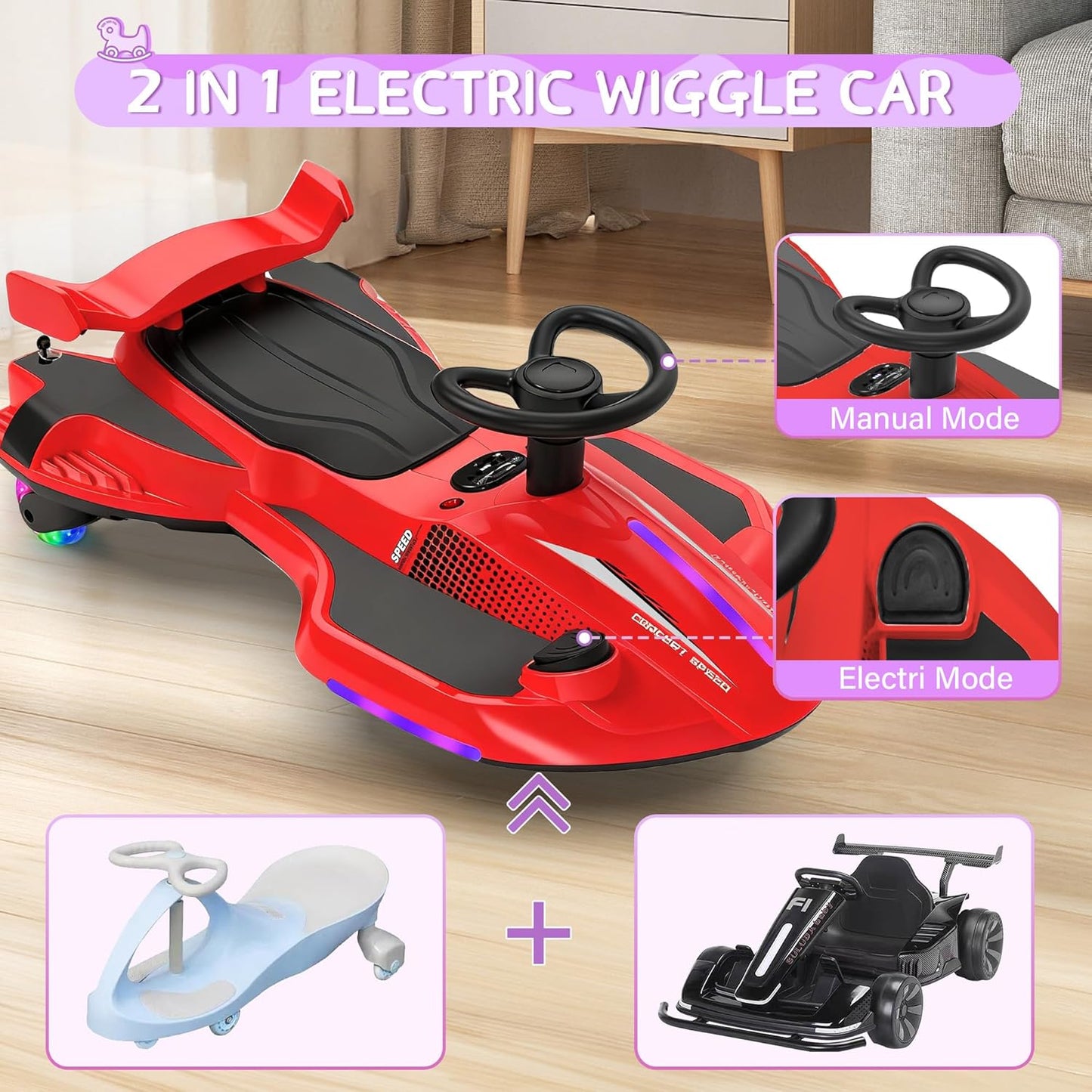 12V Electric Wiggle Ride-On Car for Kids